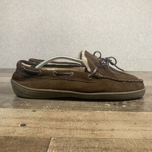 Clarks Bruno Suede Moccasin Faux Fur Slippers Dark Brown 22SH-0011 Mens Size 12M